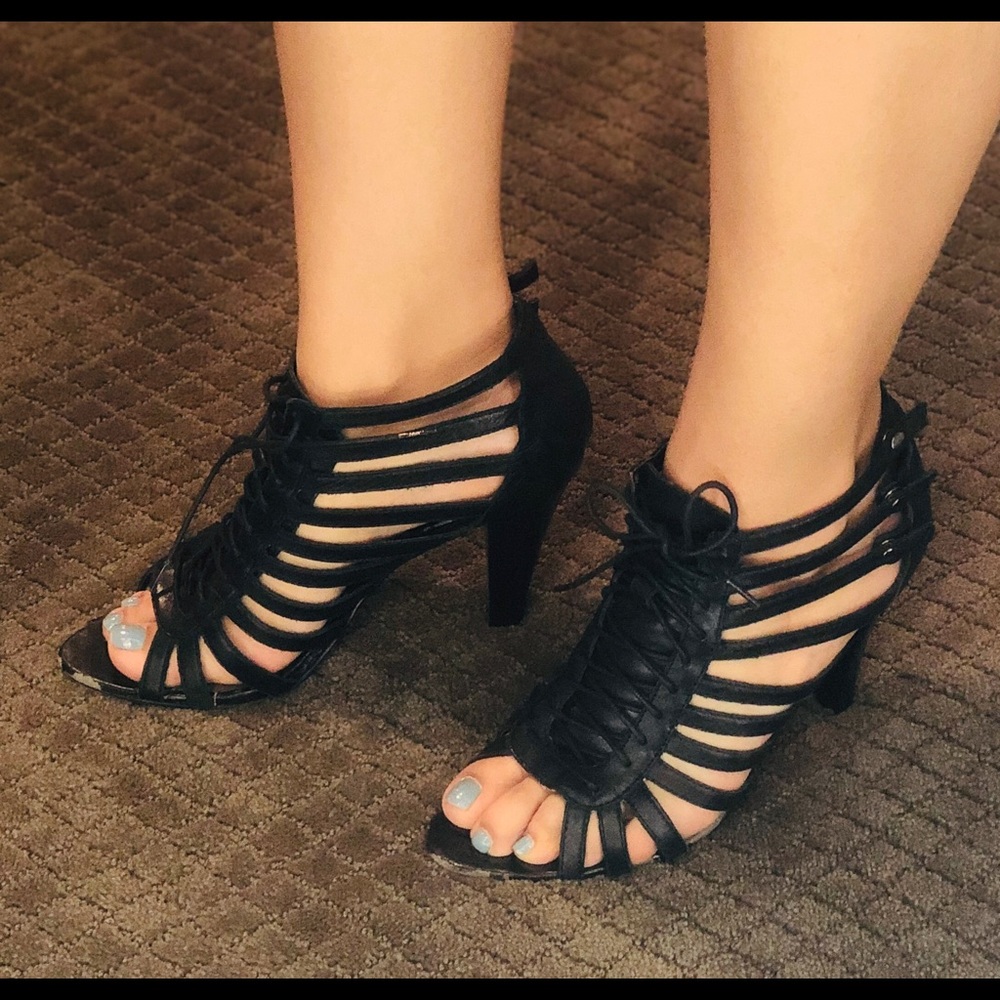 Strappy Lace-Up Heels